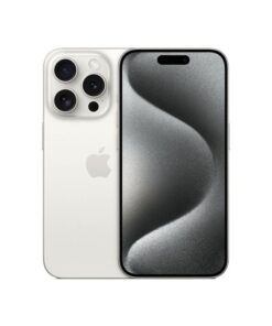 Celular iPhone 15 Pro Max de color Titanio Blanco.